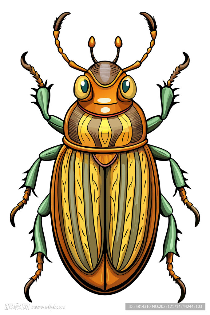 彩色甲虫插画