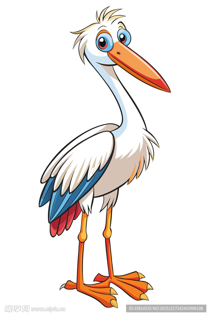 卡通白鹳形象展示
