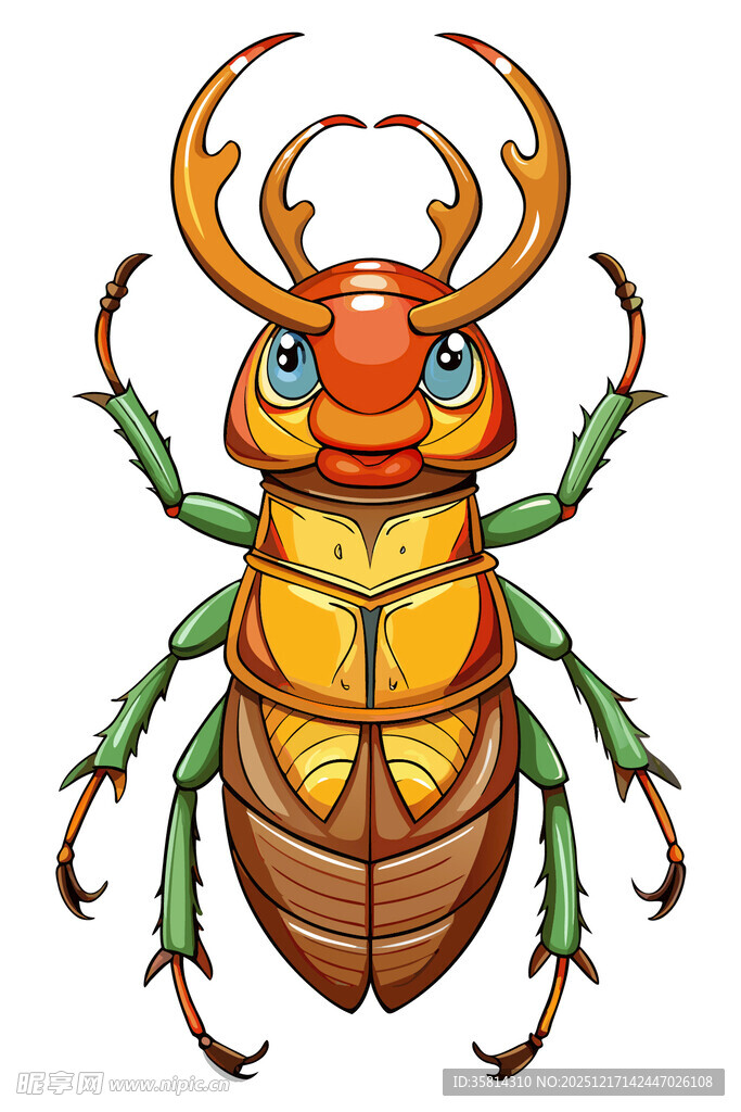 奇幻鹿角甲虫插画