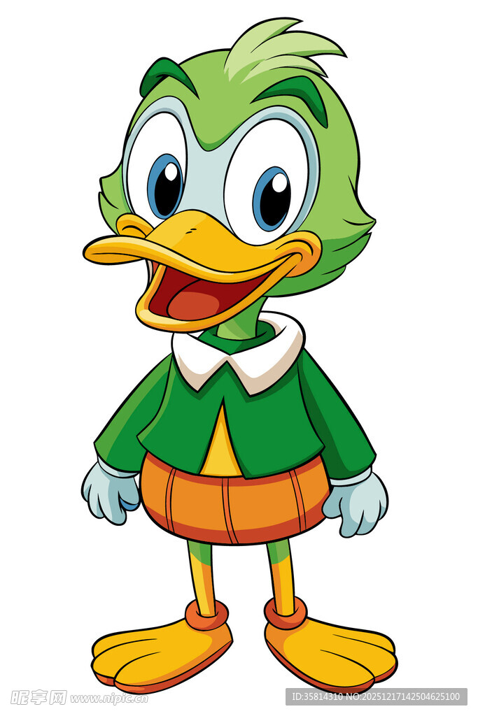 绿色卡通鸭子角色形象