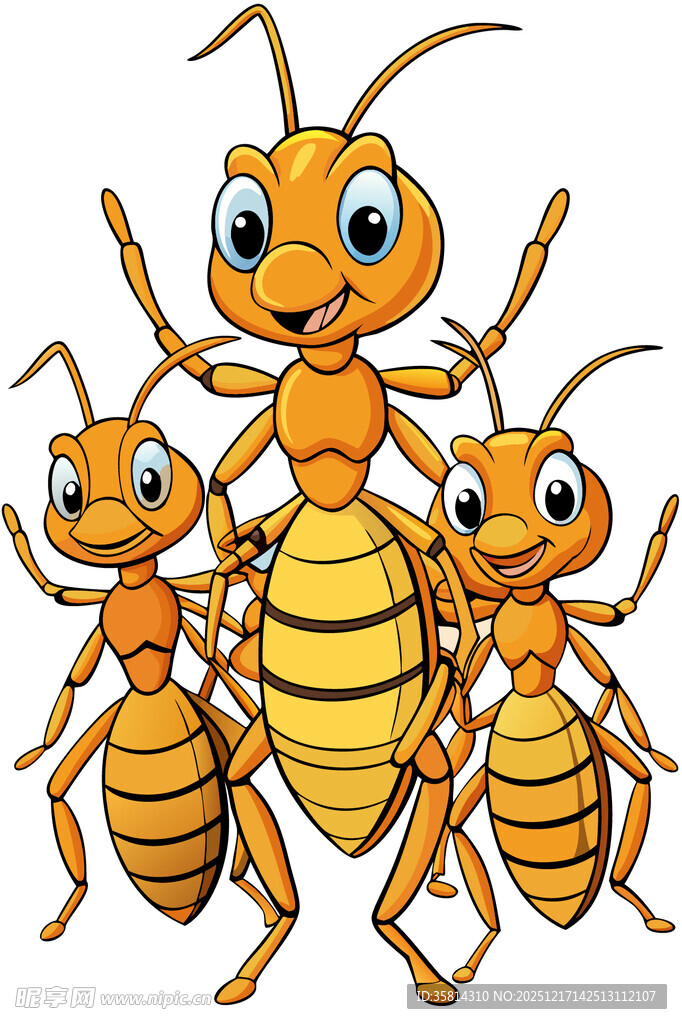 三只蚂蚁围绕着大蚂蚁