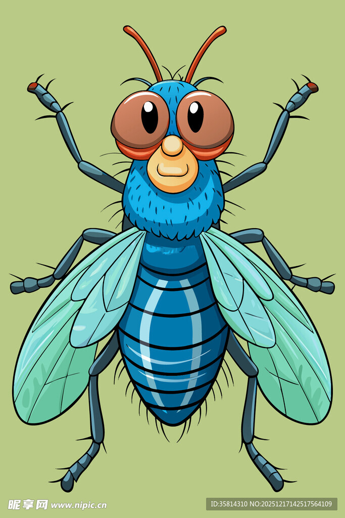 可爱卡通蓝色大苍蝇