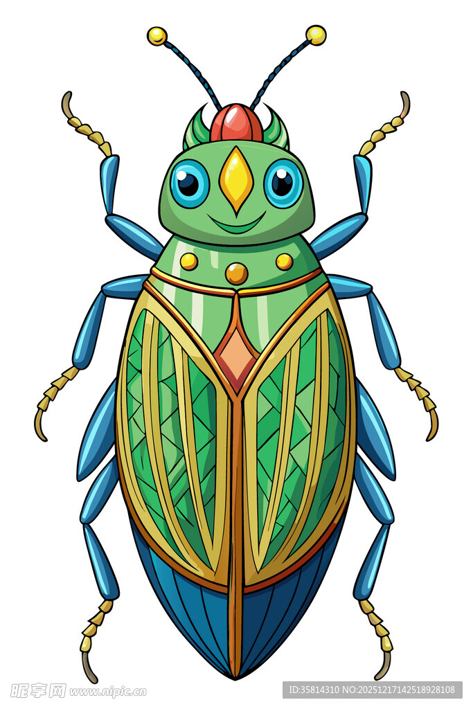 彩色甲虫插画