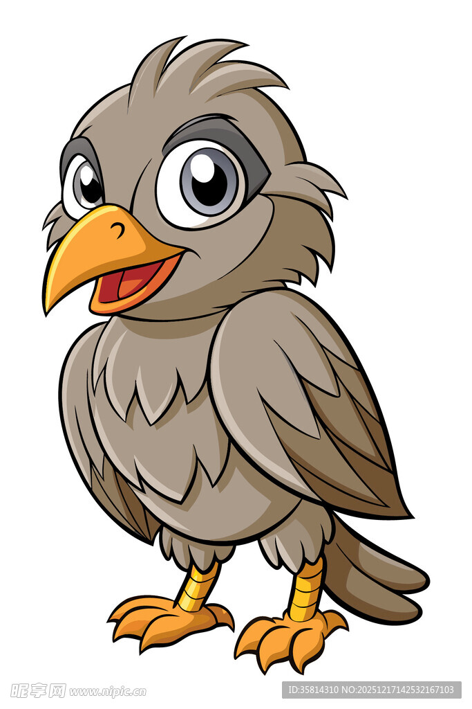 可爱卡通灰鸟