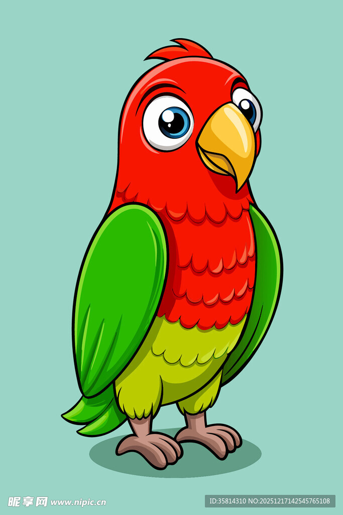 可爱彩色鹦鹉卡通形象
