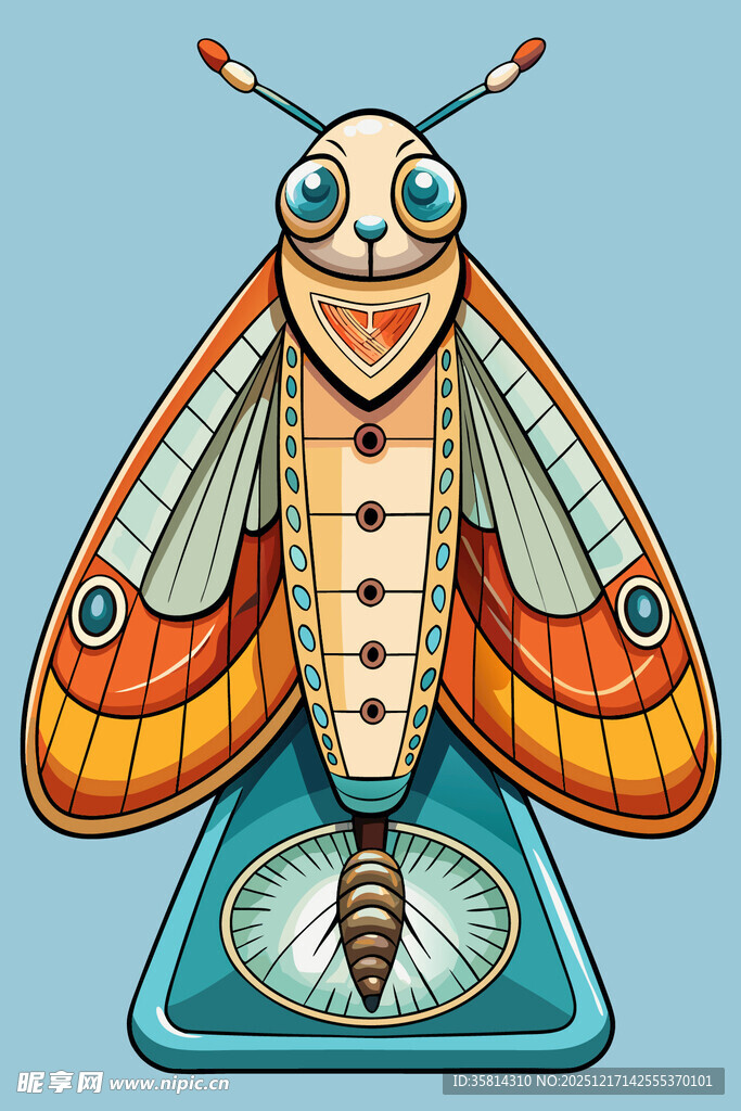 卡通风格彩色飞蛾插画