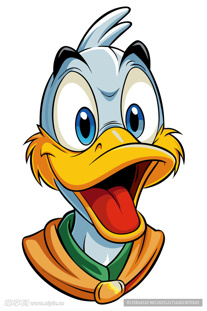 卡通鸭子形象咧嘴大笑