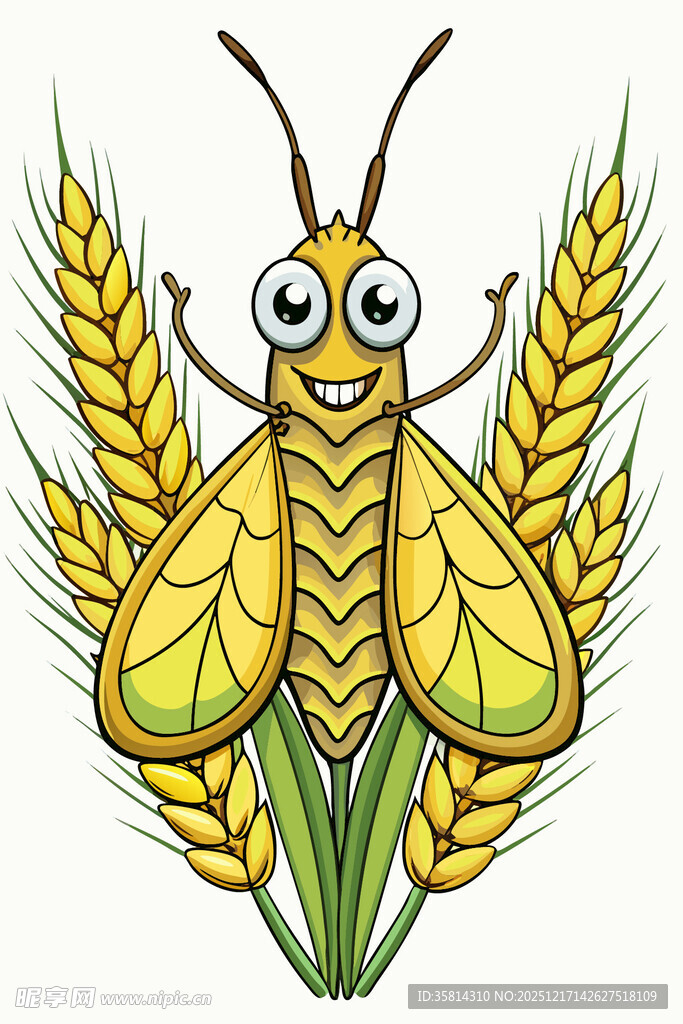 麦穗上的可爱昆虫