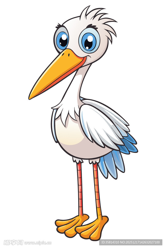 可爱卡通白鹳形象