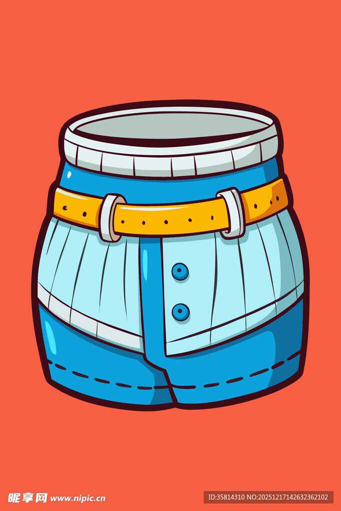 卡通风格蓝色短裤