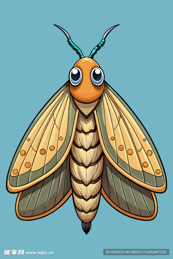 卡通风格飞蛾插画