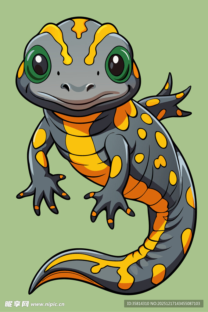 可爱斑点蝾螈插画