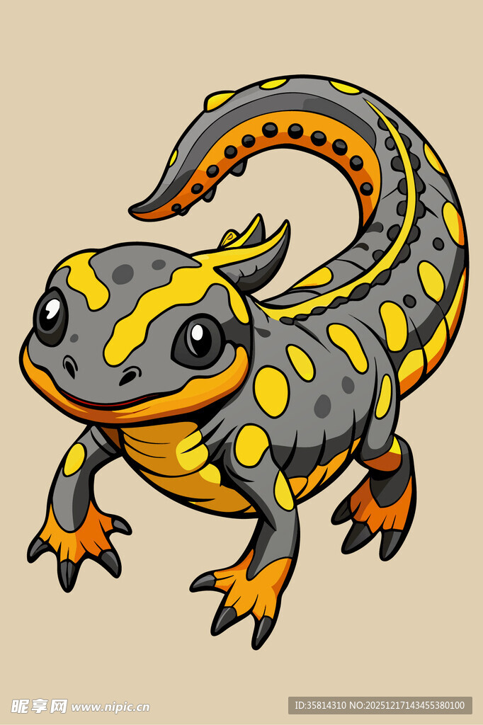 卡通斑点蝾螈形象