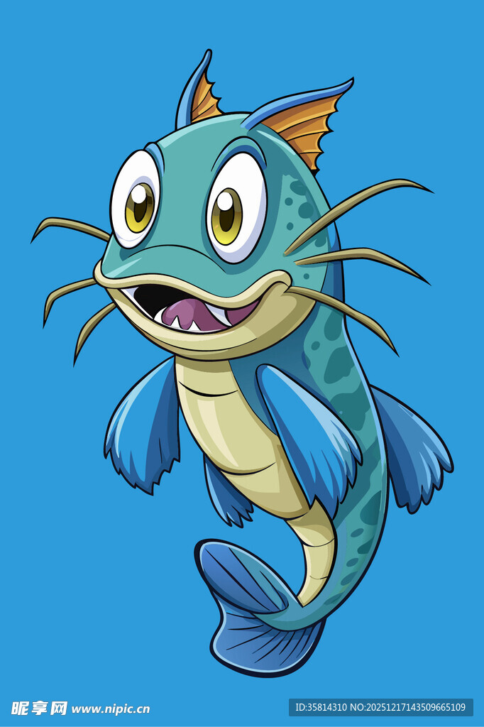 可爱蓝色卡通小鱼形象