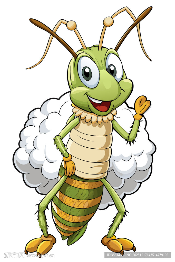 可爱绿色昆虫卡通形象