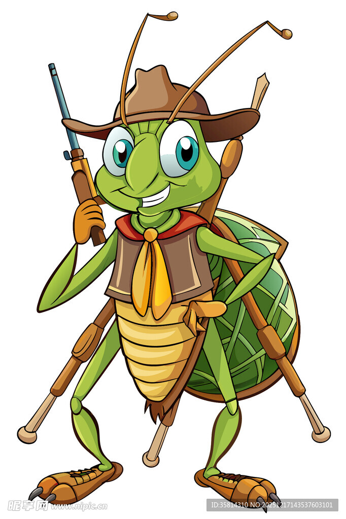 牛仔风绿色甲虫卡通形象