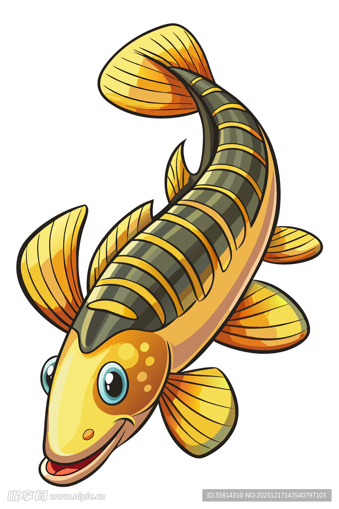 卡通金色鲤鱼形象