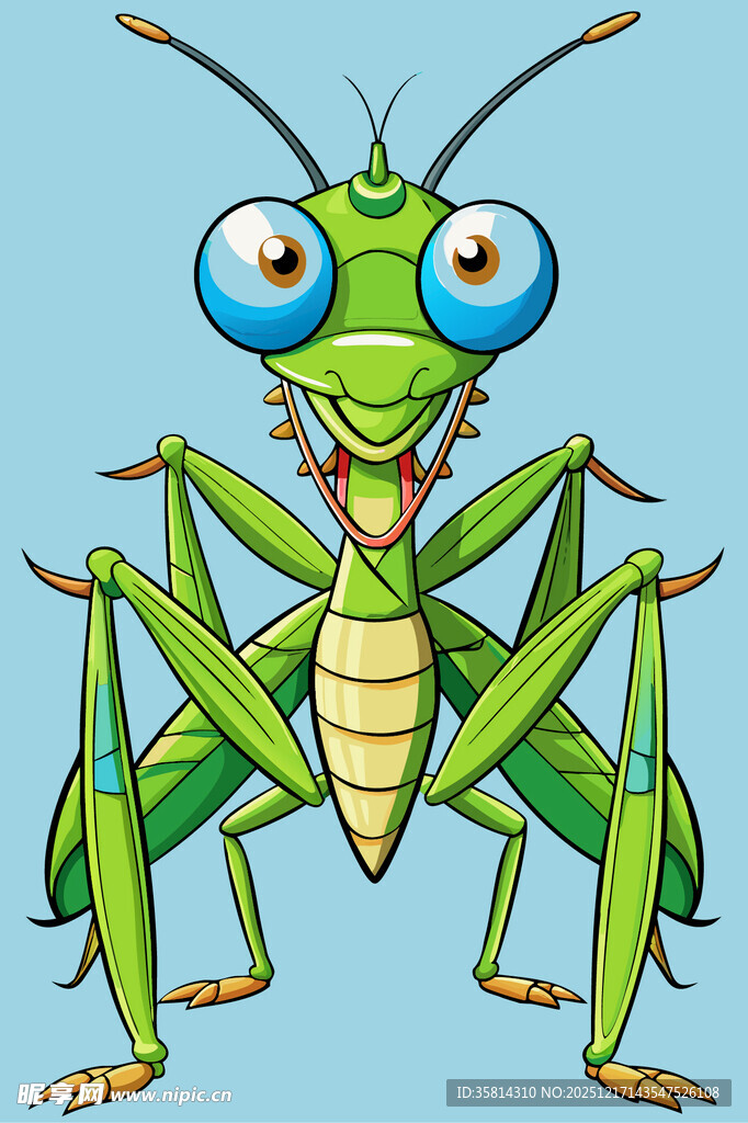 可爱的绿色螳螂卡通形象