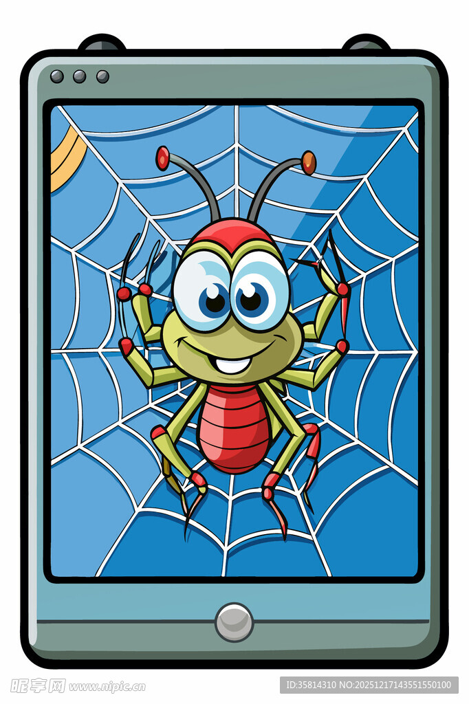 平板上的可爱蜘蛛形象