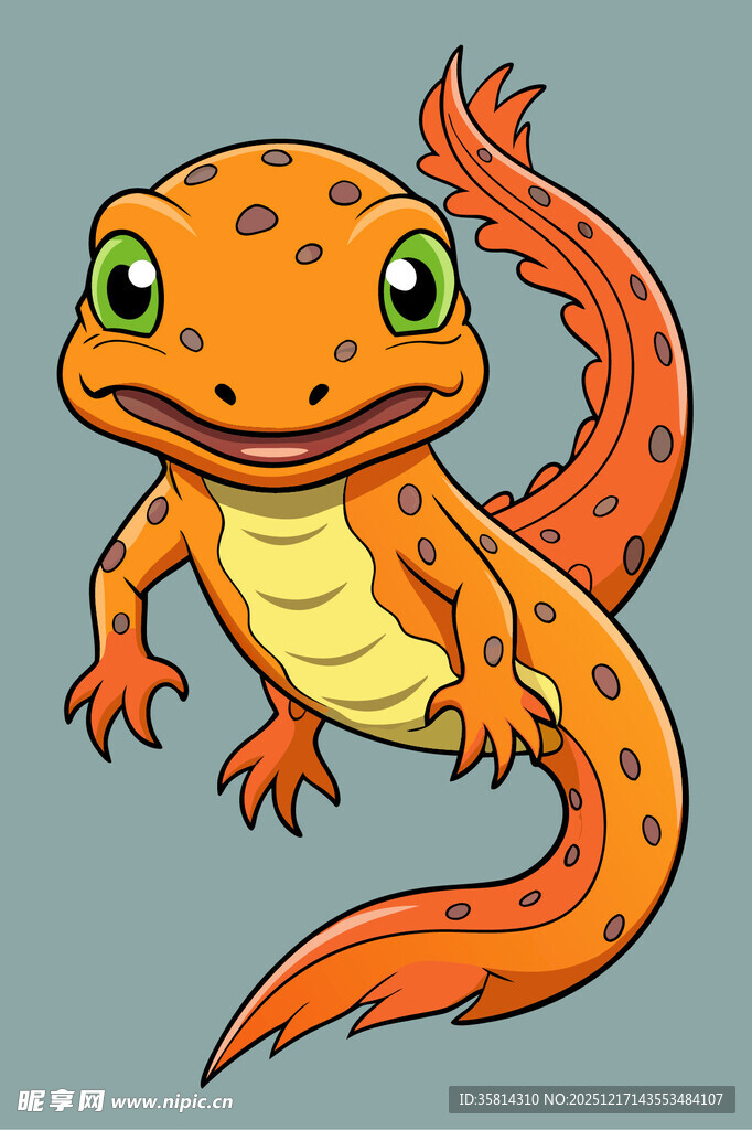 可爱橙色斑点小蜥蜴