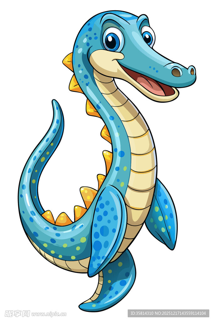 可爱蓝色卡通鳄鱼形象