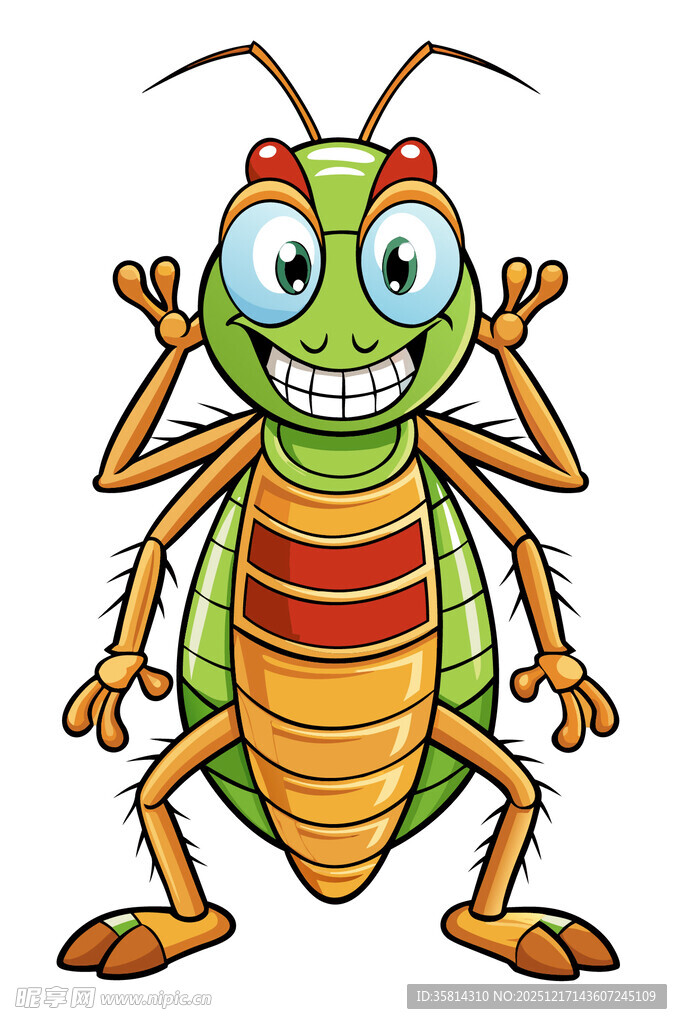 可爱卡通蚱蜢形象