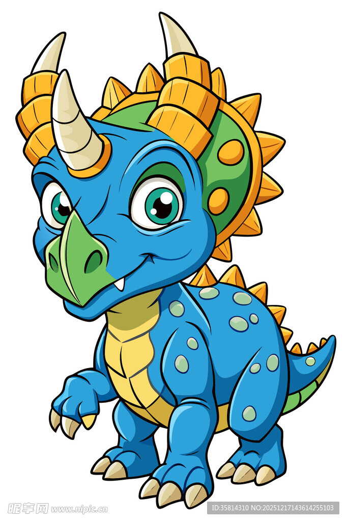 可爱蓝色小恐龙形象