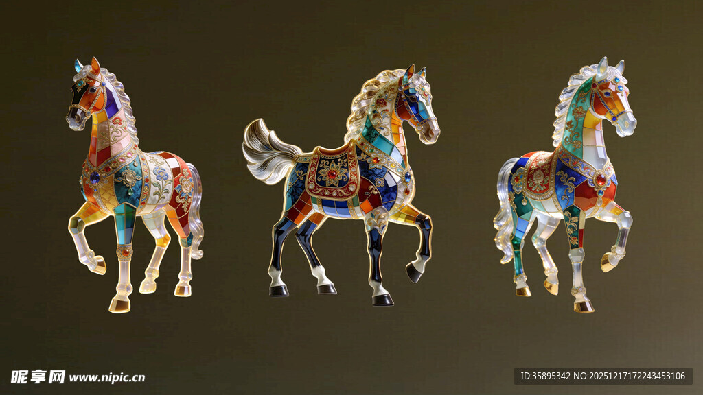 多彩装饰马摆件