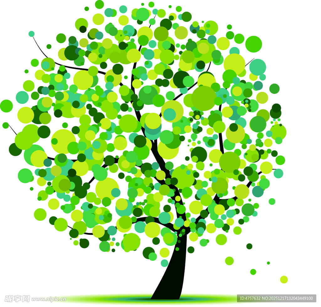 抽象多彩爱心树图案