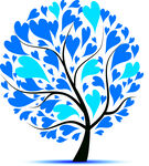 蓝色爱心树图案设计