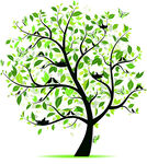 绿叶繁茂的创意树木图案