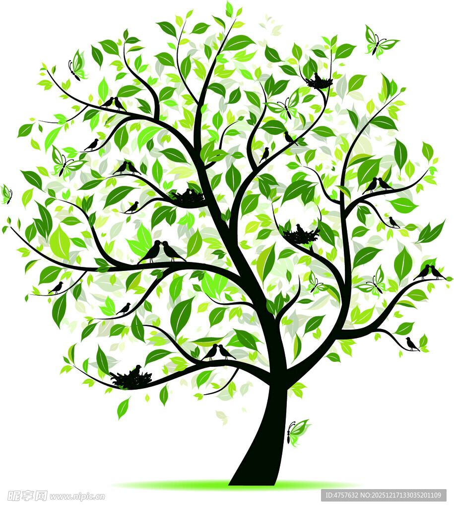 绿叶繁茂的创意树木图案