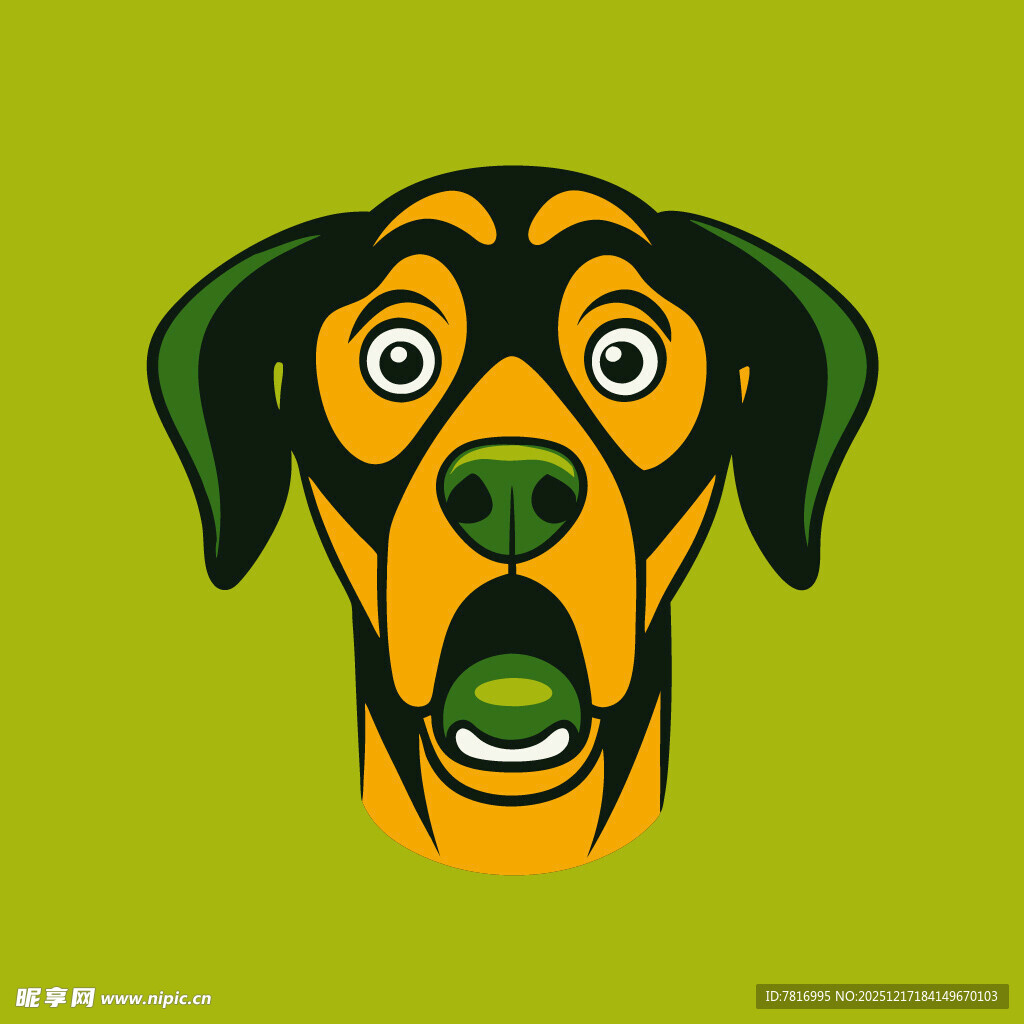 惊讶表情的卡通狗狗头像