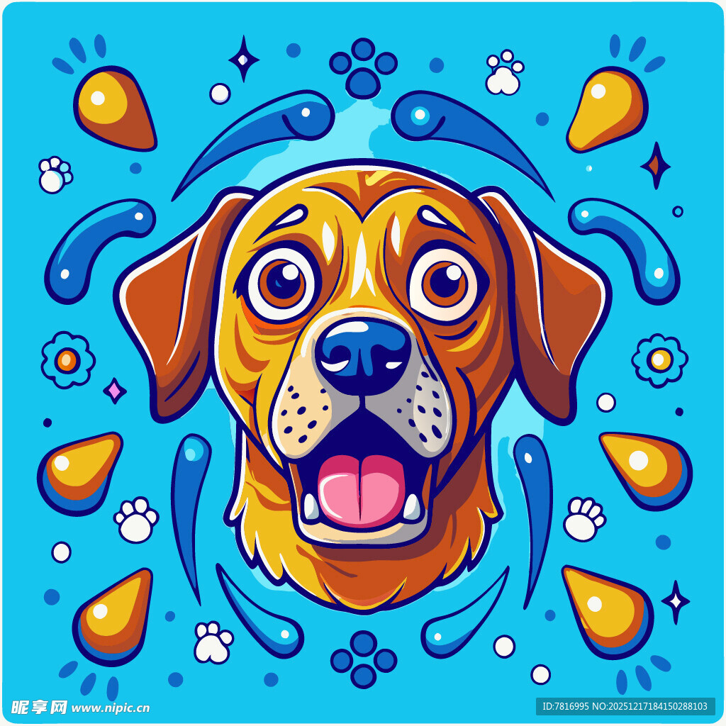 可爱卡通小狗欢乐插画