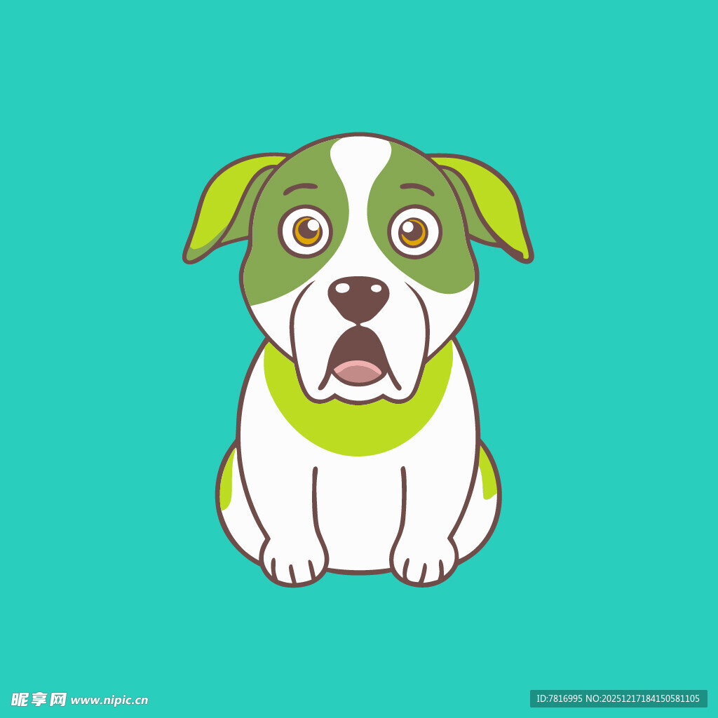 可爱绿耳小狗卡通形象