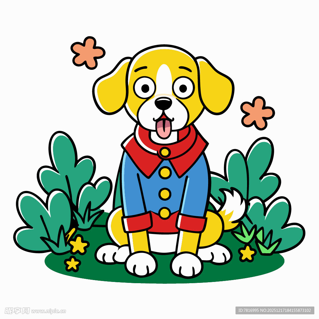 穿着衣服的可爱小狗