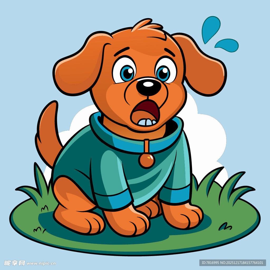 穿着衣服的紧张小狗