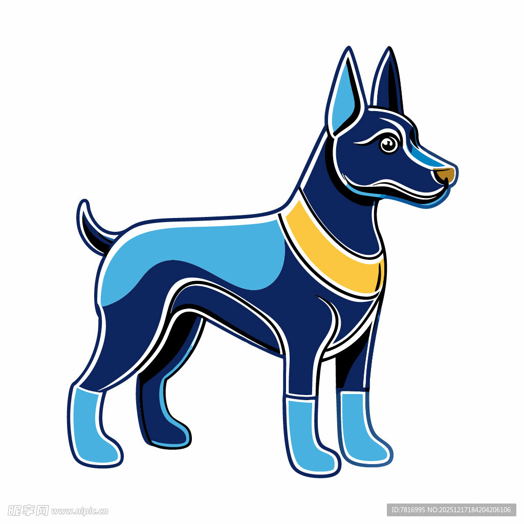 蓝色卡通狗形象设计