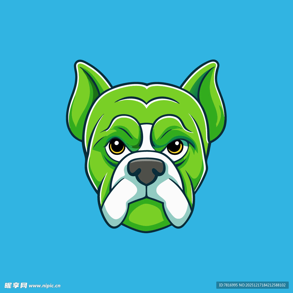 绿色卡通拳击犬头像
