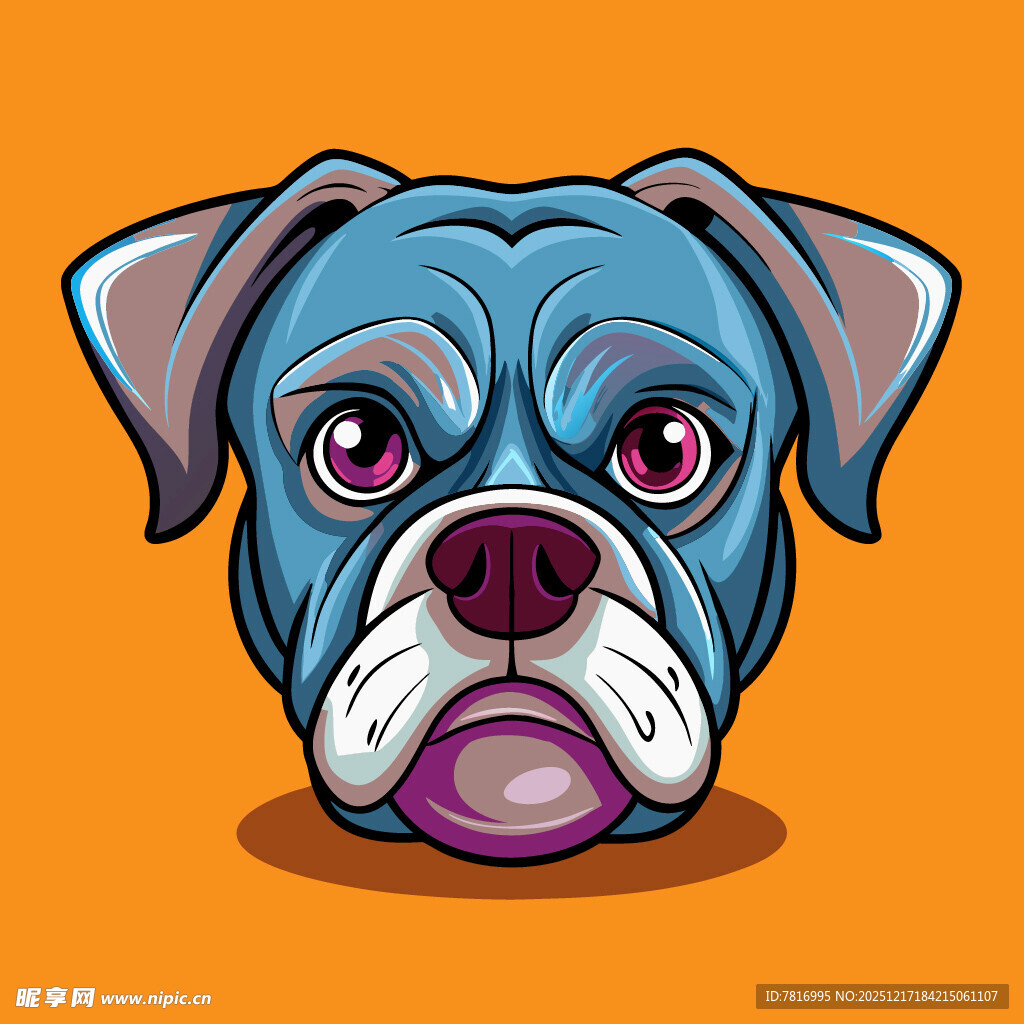 蓝色拳击犬卡通头像
