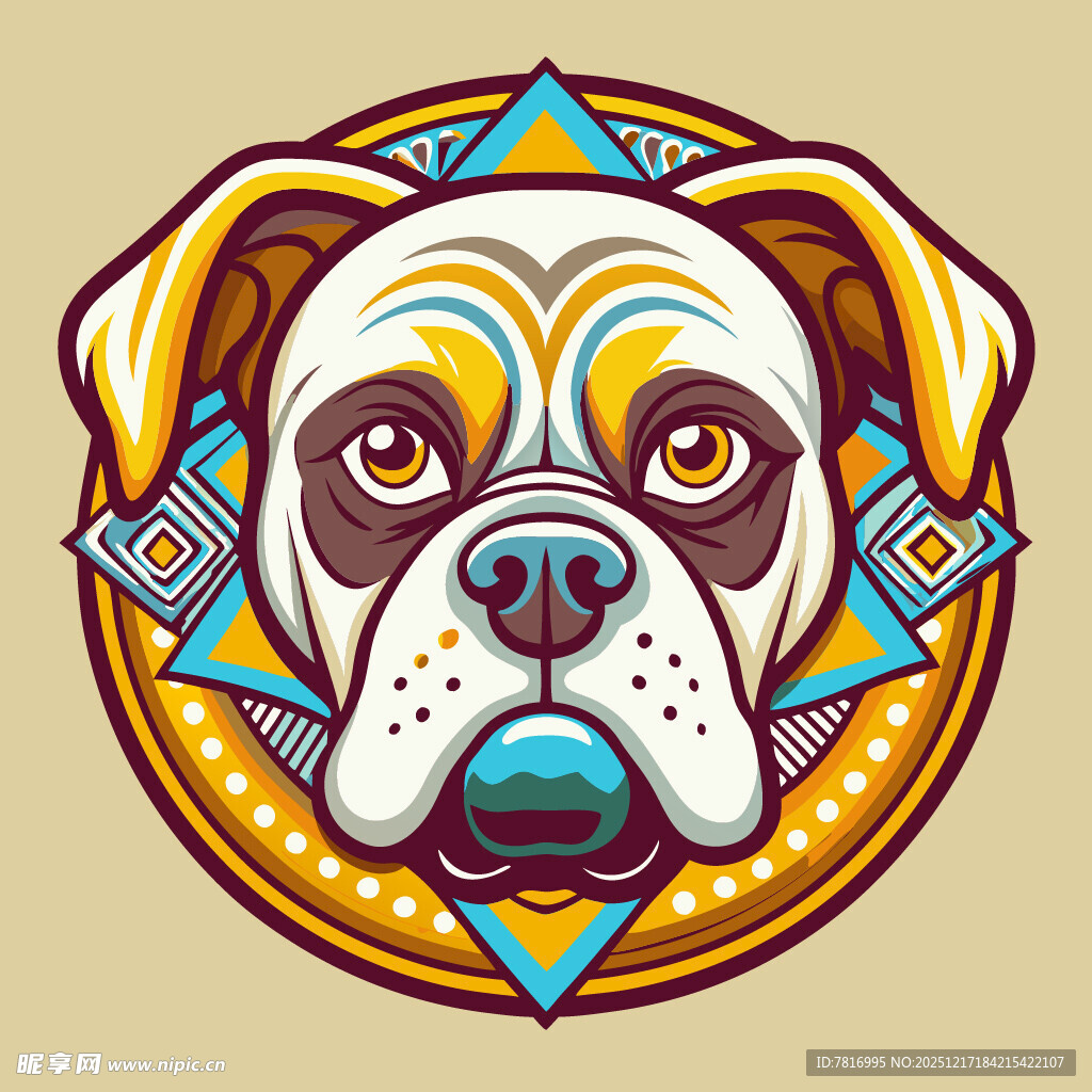 复古风斗牛犬图案设计