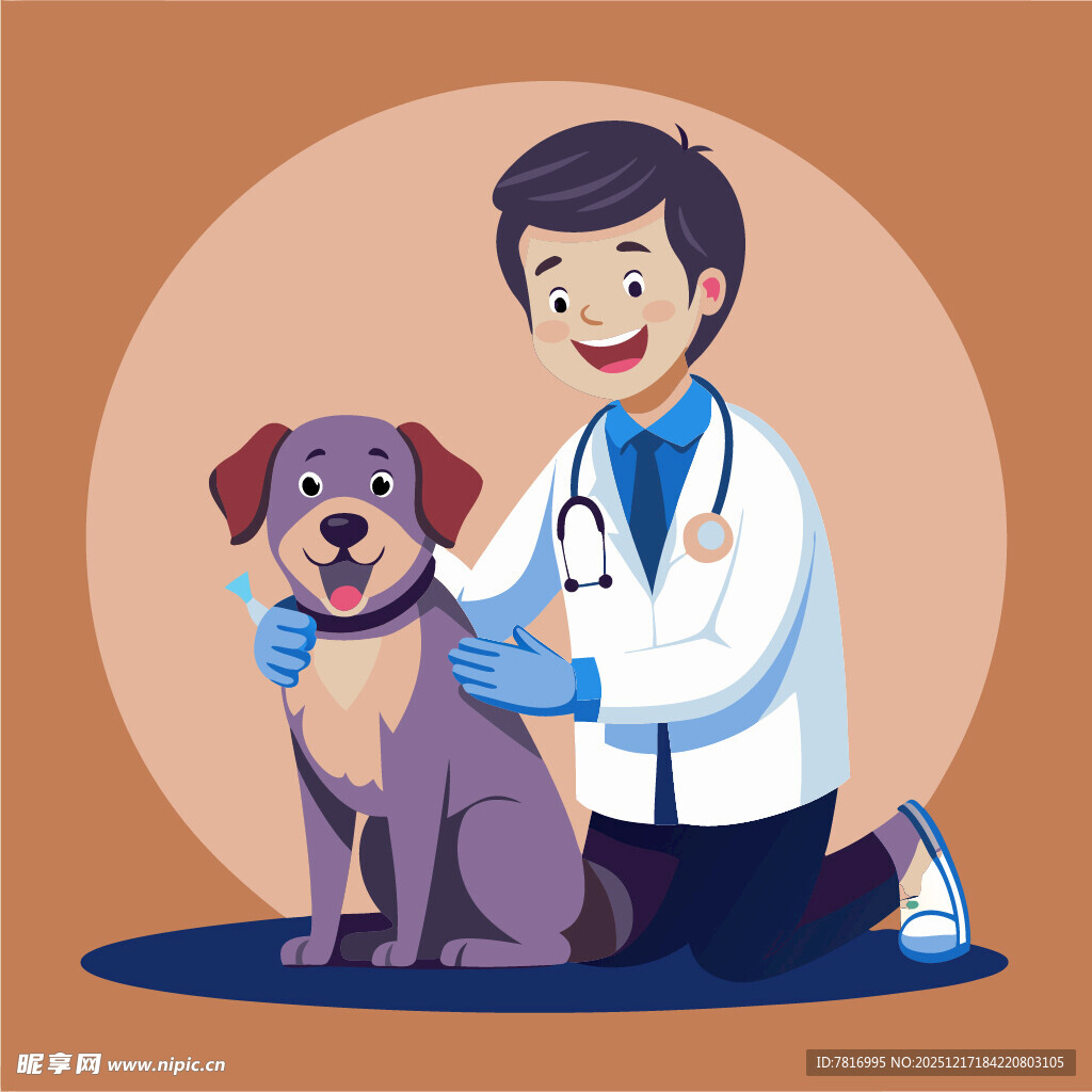 兽医与狗狗温馨互动场景