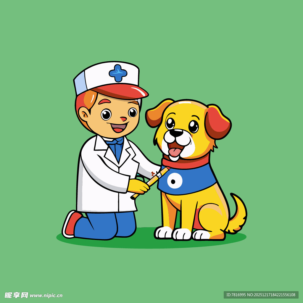 兽医与小狗的温馨互动