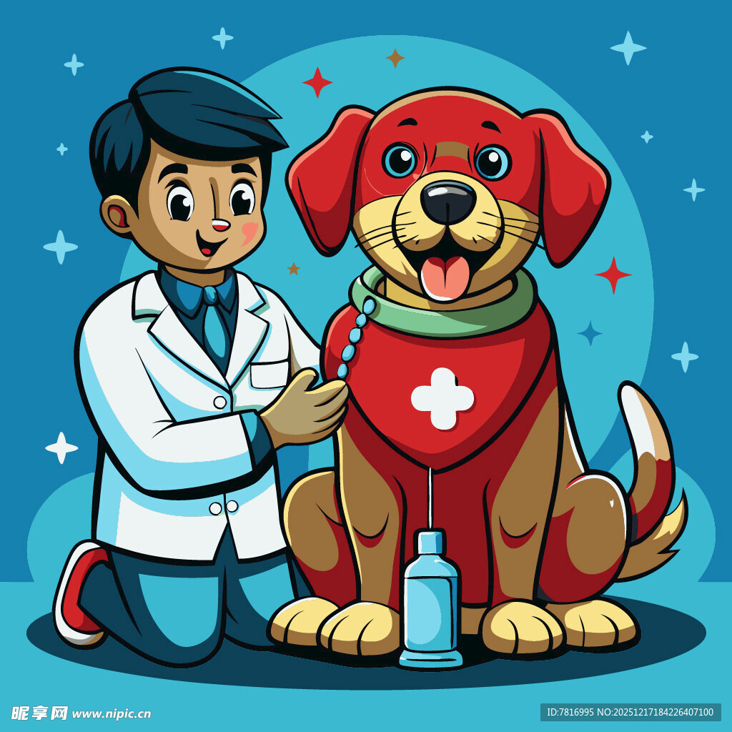 兽医与穿制服的狗狗