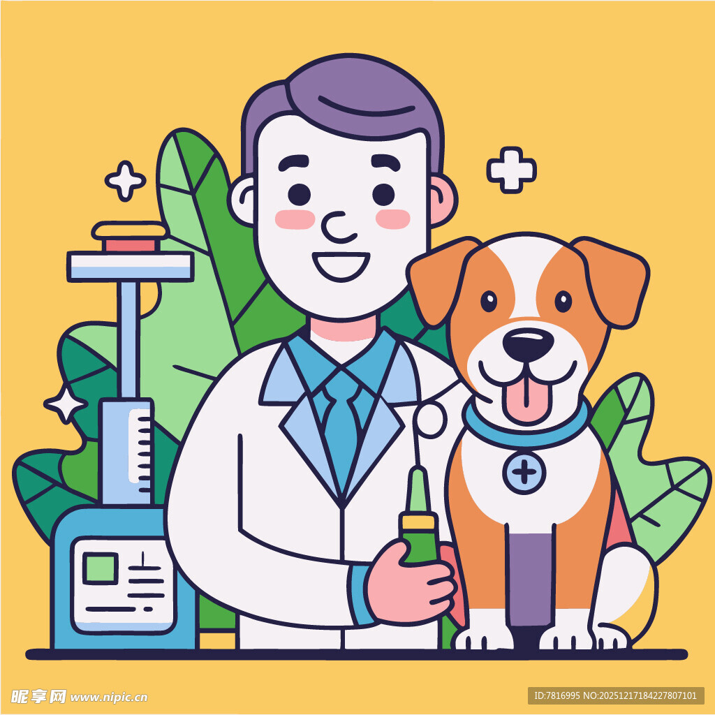 兽医与可爱狗狗温馨瞬间