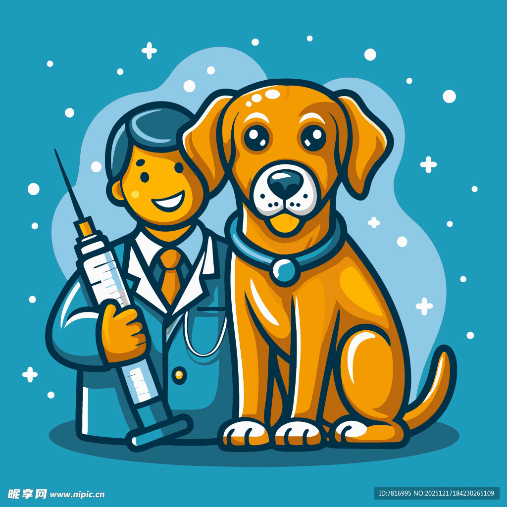 兽医与可爱狗狗的温馨画面