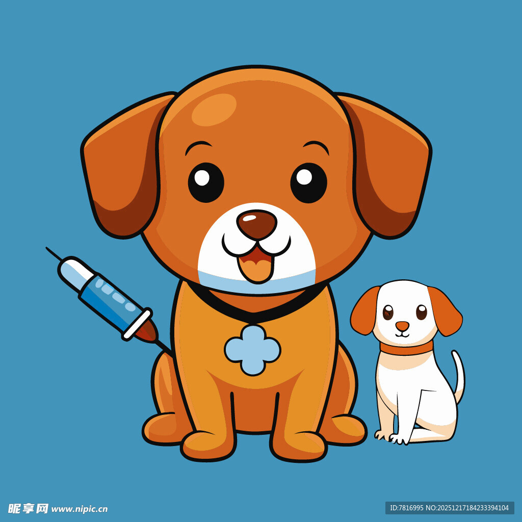狗狗打针场景插画