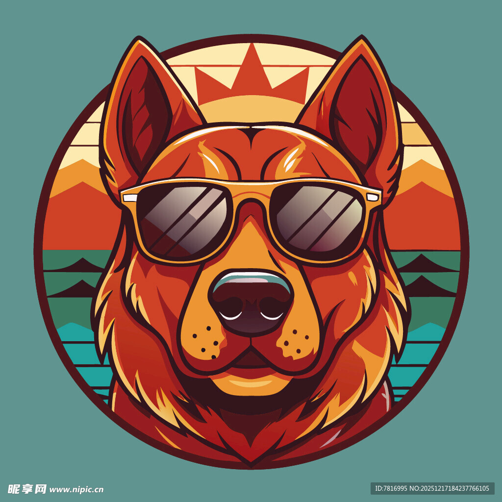 戴墨镜的帅气狗狗头像