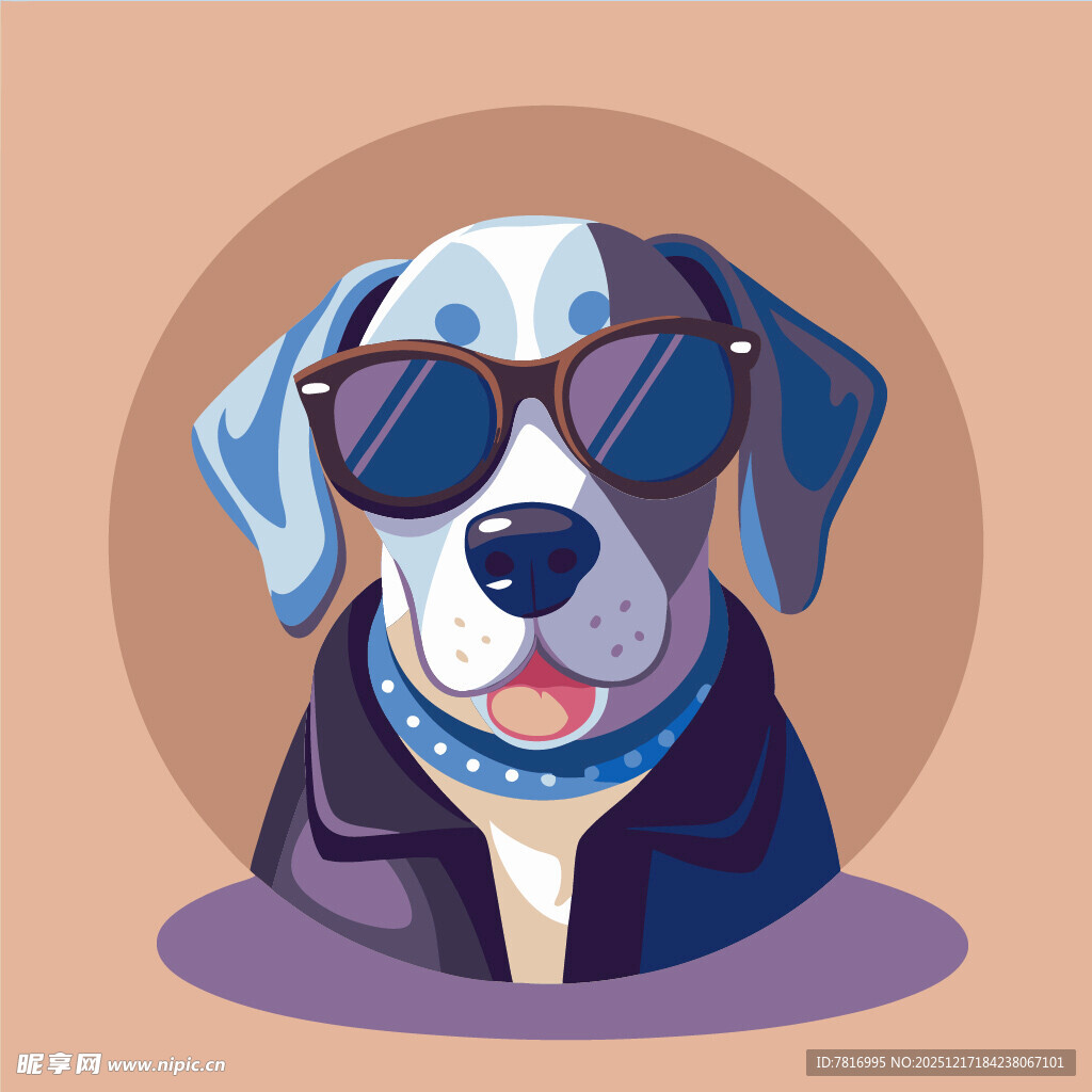 时尚墨镜狗狗插画形象