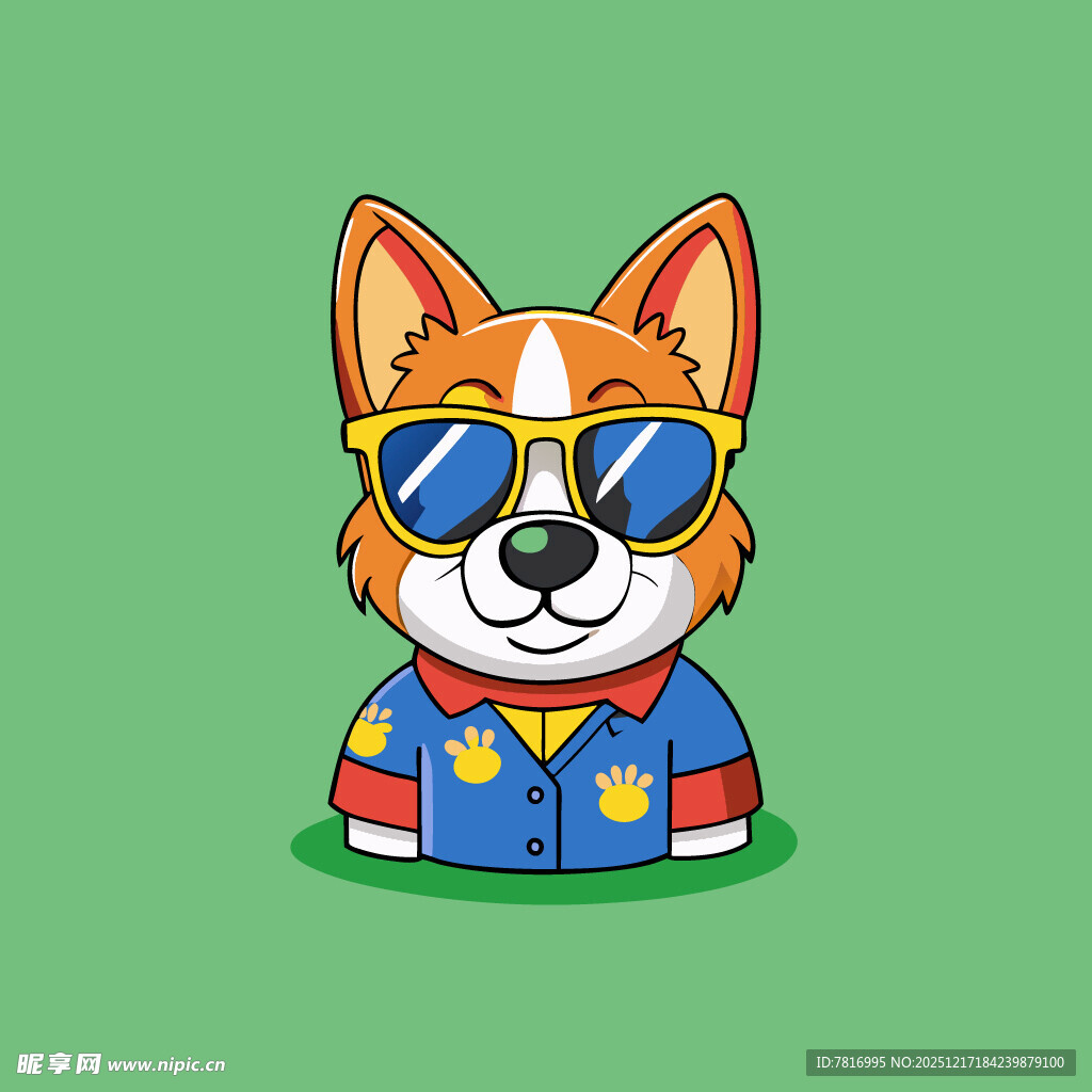 酷炫柯基卡通形象